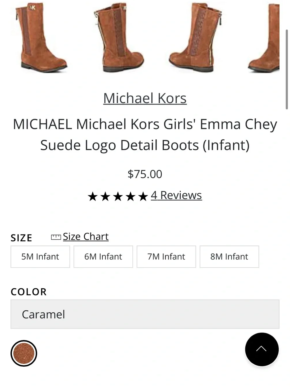 Michael Kors Girls' Tan Suede Mid-Calf MK Logo Boots